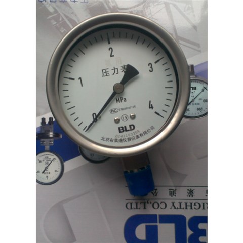 北京BLD布莱迪全钢压力表	YTH-150.AO	0-0.25MPA NPT1/2 精度1 表壳304SUS 接液316SUS