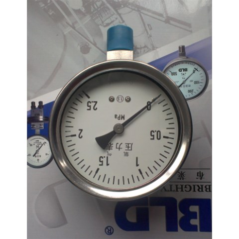 北京BLD布莱迪全钢压力表	YTH-150.AO	0-0.1MPA NPT1/4 精度1.6 表壳304SUS 接液316SUS