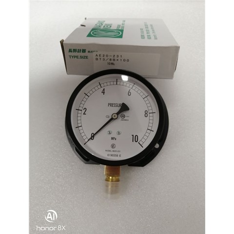 长野计器 NKS AE20-231 0.4MPa压力表AE20-231-40000000XXXJ1 (0~10MPA) 带厂家检测报告