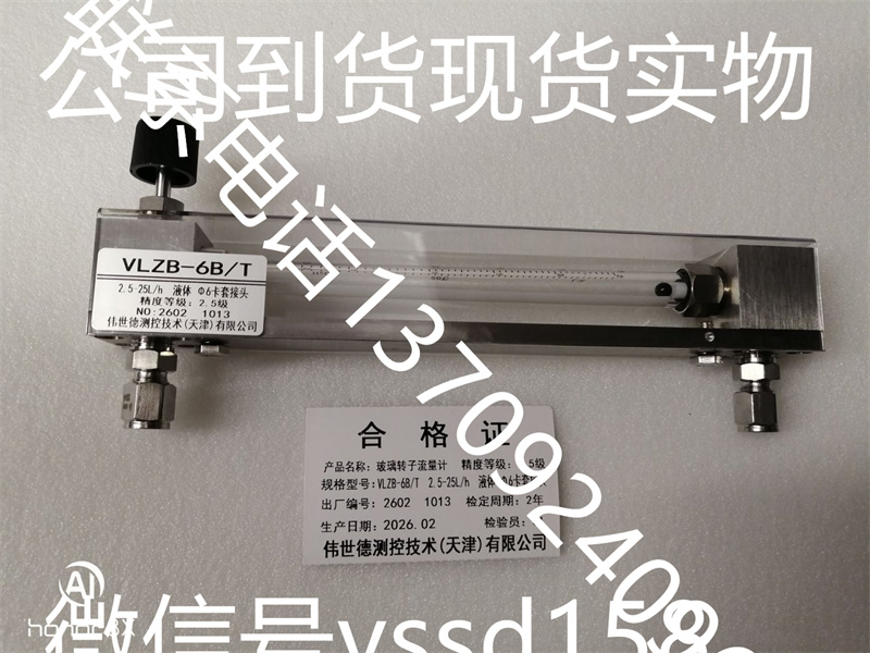 VSSD伟世德玻璃转子流量计  VLZB-6B T 2.5-25L MIN