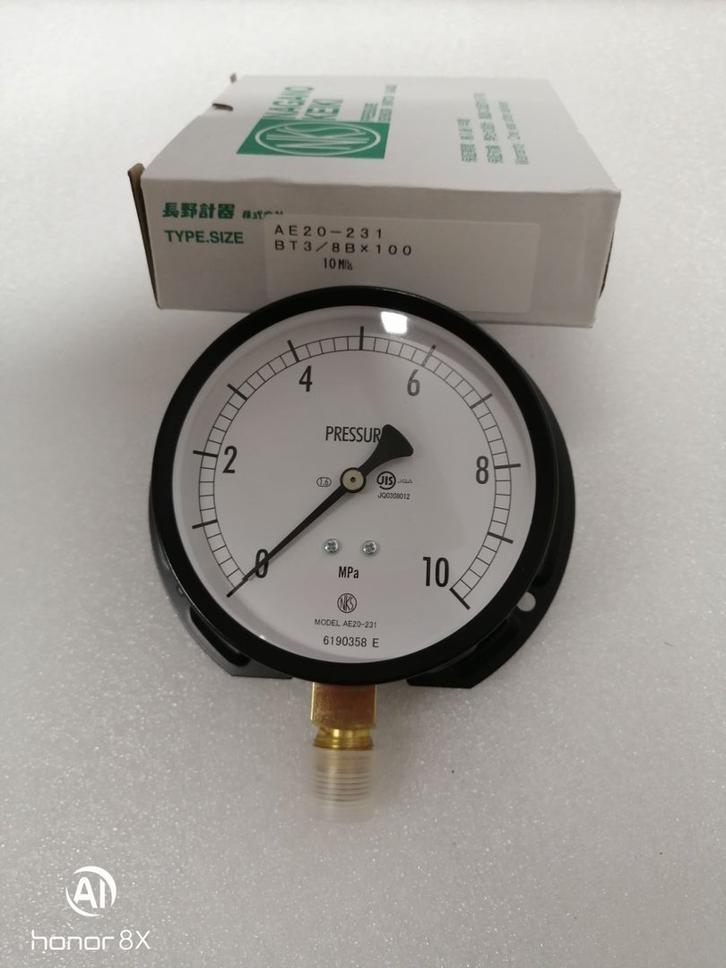 长野计器 NKS AE20-231 0.4MPa压力表AE20-231-40000000XXXJ1 (0~10MPA) 带厂家检测报告