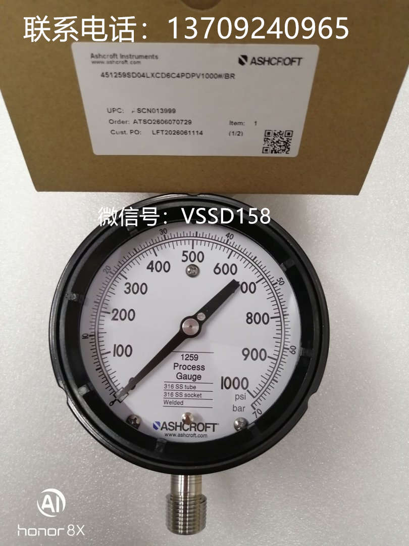 Ashcroft雅斯科 45-1259SL-04L-200PSI雅斯科451259SD 04L XCD6C4PDPV 1000 #BR