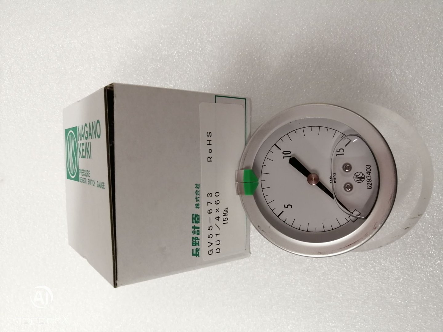 长野计器 NKS GV55‑673 充油耐震压力表 15MPa DU14×60 轴向面板安装 RoHS 原装